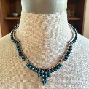 Taxco Mexico Sterling Silver and Turquoise Collar Necklace